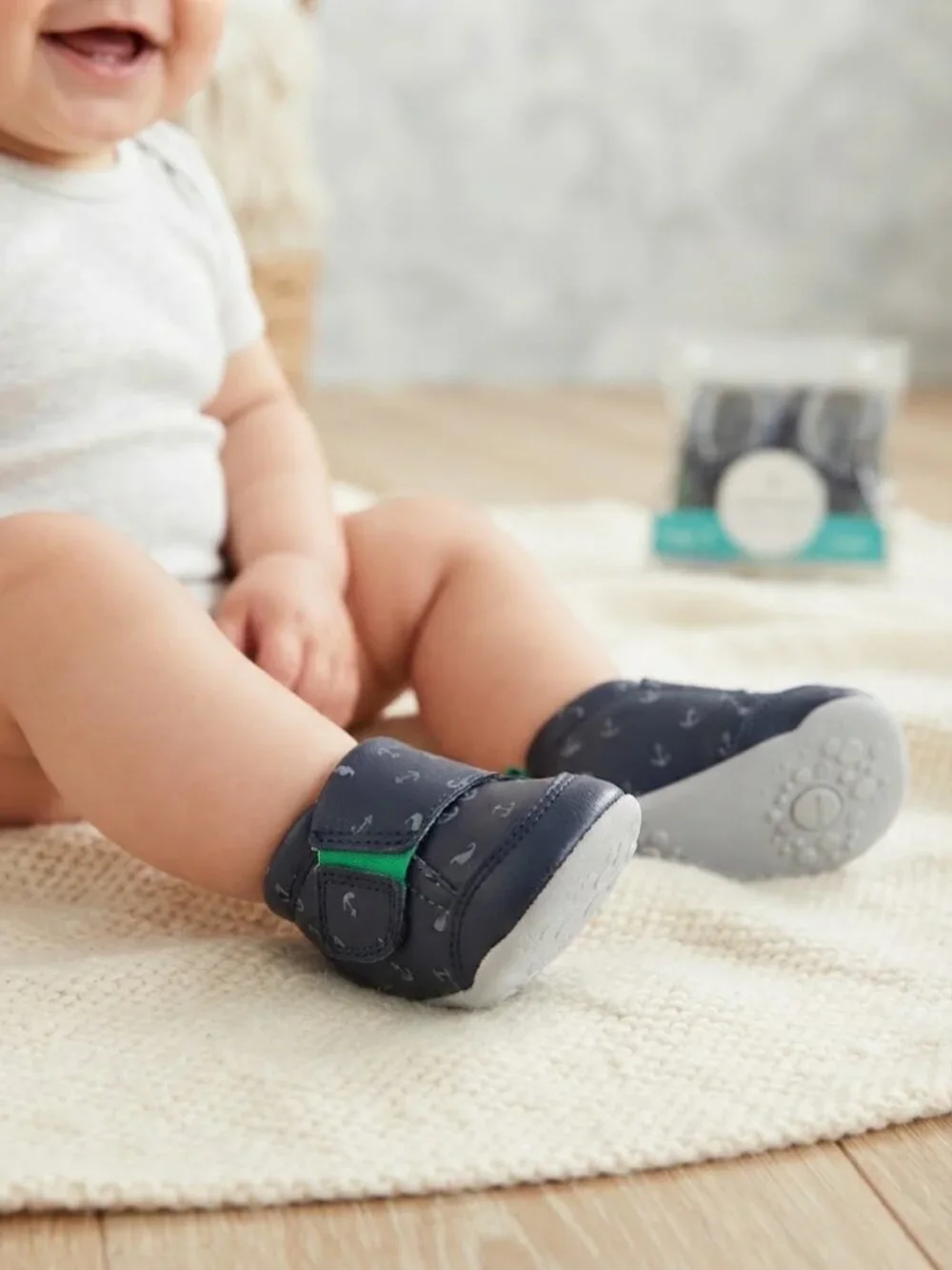 Carter's Every Step Bobby Navy Blue Anchor Baby Shoes - Size 3 Stage 2 NEW